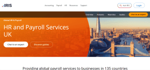 Screenshot of HomePage of IRIS Payroll Services.