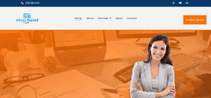 Screenshot of Homepage of Direct Payroll Services.