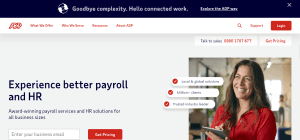 Screenshot of Homepage of ADP UK.