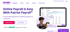 Screenshot of Homepage of Patriot Payroll.