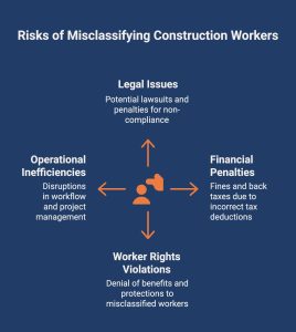 Infographic showcasing the risk of misclassifying construction workers 