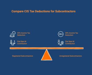 Infographic comparing CIS tax deductions for subcontractors