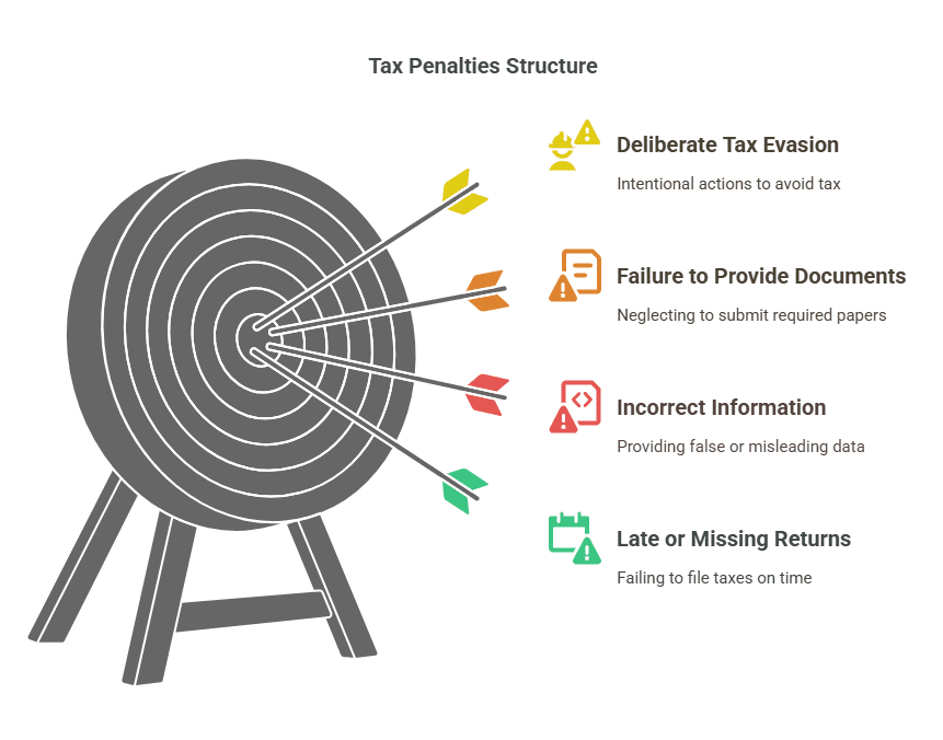 Illustration showcasing types of HMRC penalties