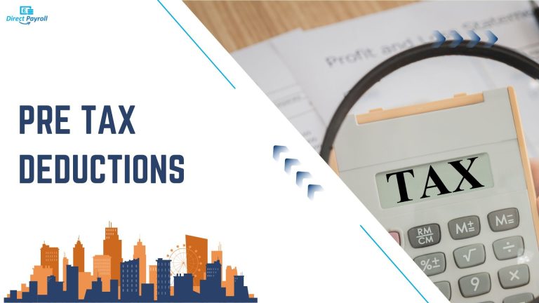 Pre-tax deductions- close up shot of a calculator with the word tax