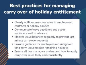 Infographic covering best practices for managing carry over of holiday entitlement