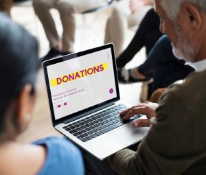 Laptop with donation screen open
