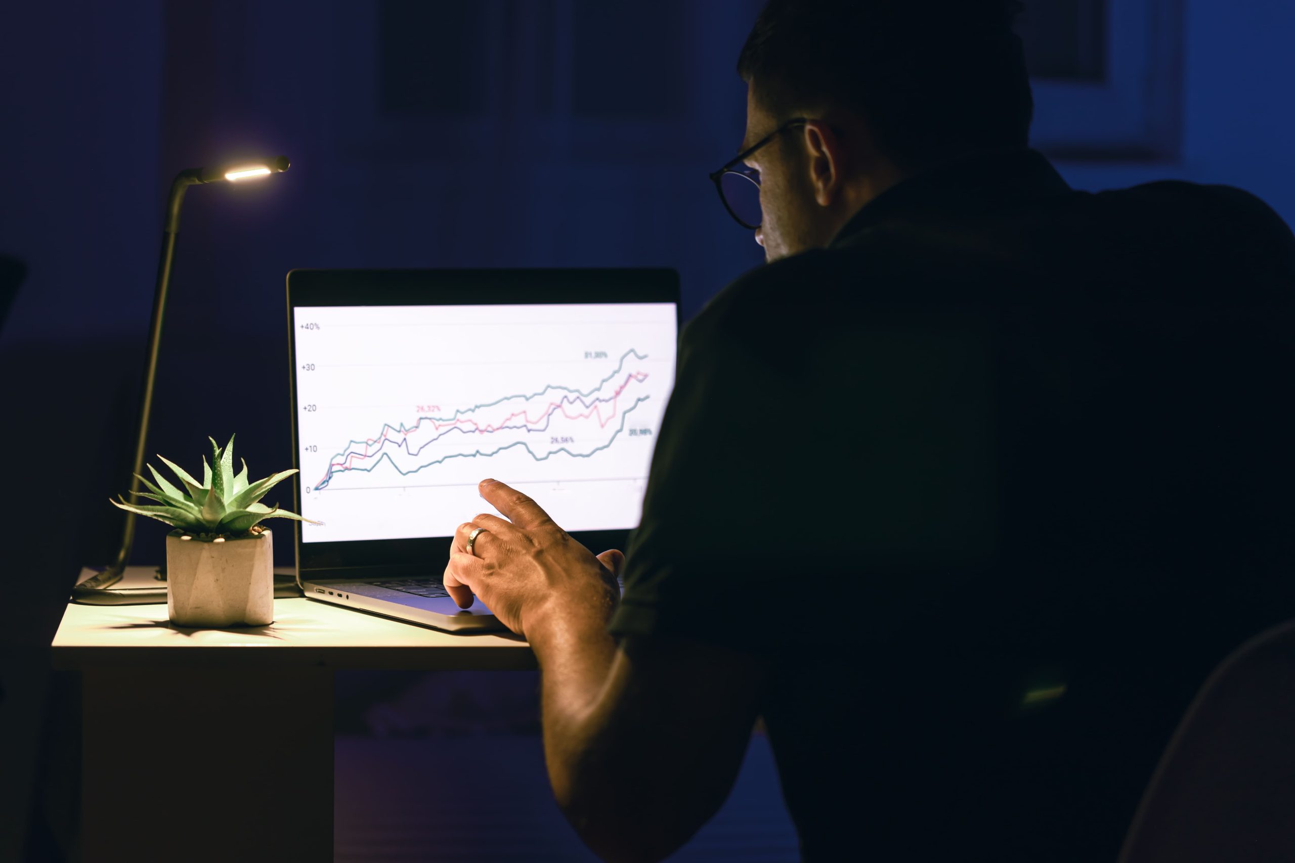 man looking at graph for this projections